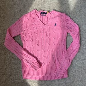 Polo ralph lauren pink vneck pima cotton sweater
